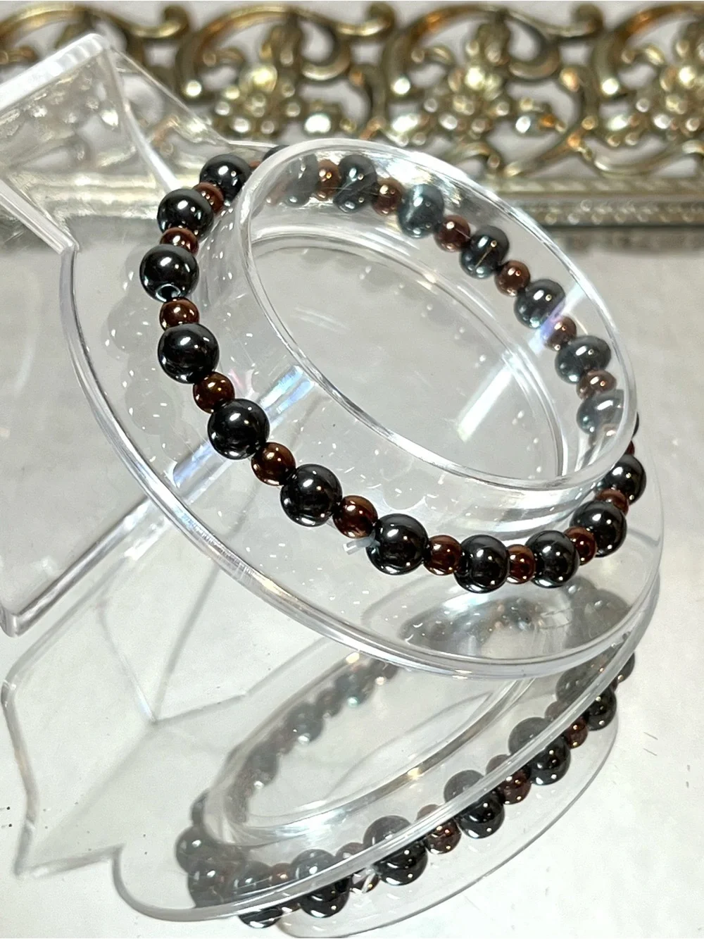 ☀️☀️2/$10 Hematite &Copper Small Beaded Stretch Bracelet | Tight Stretch | Kids’